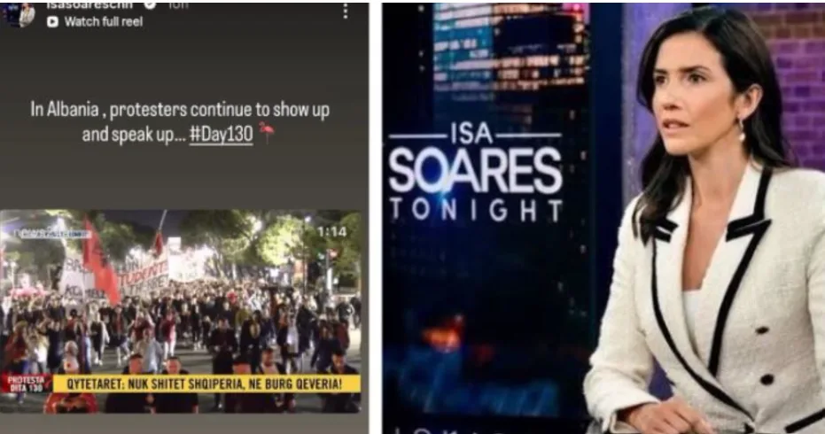 Gazetarja e famshme e CNN, Isa Soares, i bën jehonë protestës në Shqipëri, shpërndan pamjet e News24: Qytetarët vazhdojnë të ngrenë zërin e tyre prej 130 ditësh!