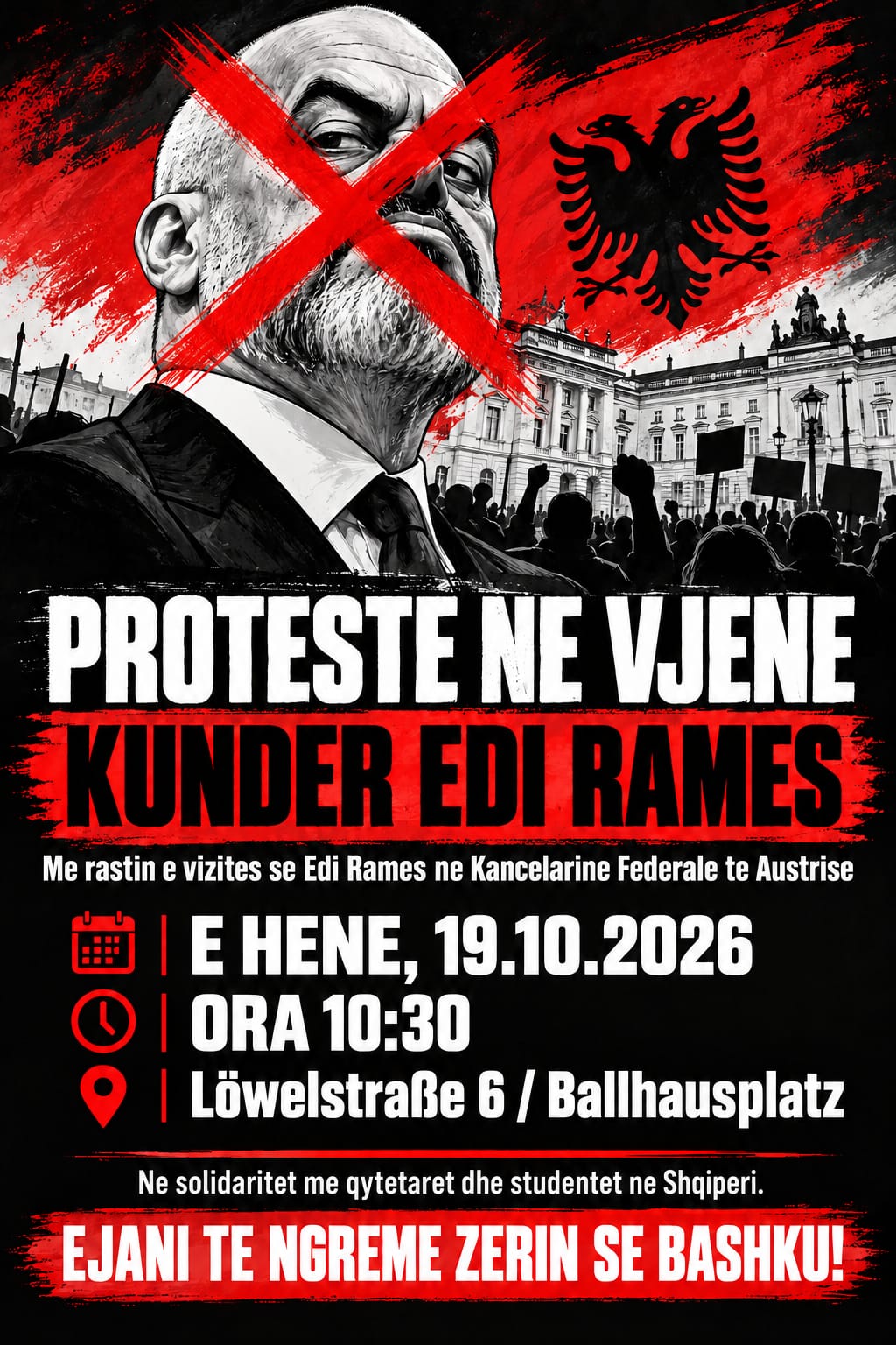 Anulohet takimi i Edi Ramës me kancelarin austriak, diaspora e Vjenës nuk tërhiqet nga protesta